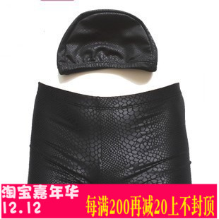 2017鱷魚皮暗花黑色男士游泳褲泳衣平角泳褲舒適耐穿