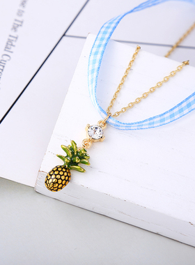 双层水果甜美风百搭饰品镶钻吊坠