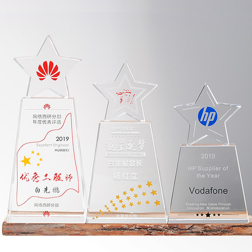 东南水晶创意精致五角星造型奖杯奖牌定制团队员工颁奖纪念品HOT - 图0
