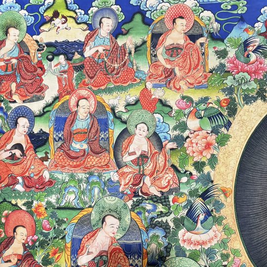 Tibetan Thangka Sakyamuni Buddha Statue Decoration Painting Tea House Zen Study Living Room Buddhist Hall Hanging Painting Three Generations Buddha Middle Hall