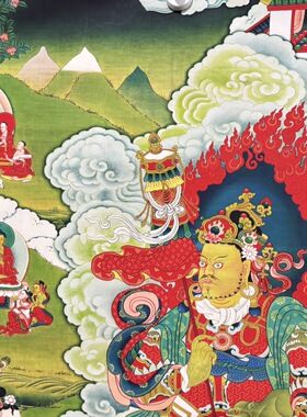 藏式唐卡文殊菩萨挂画藏佛唐卡布画条幅壁画59*83未装裱