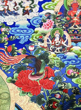 牛皮纸唐卡:文殊菩萨,尺寸:53*71cm左右