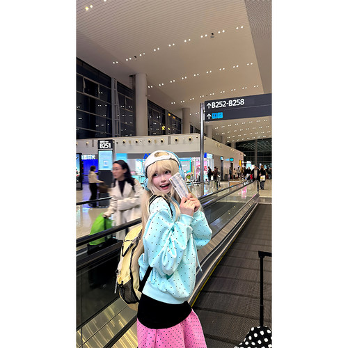 JMJ 美式波点星星字母印花连帽开衫卫衣男女春秋宽松休闲百搭外套 - 图0