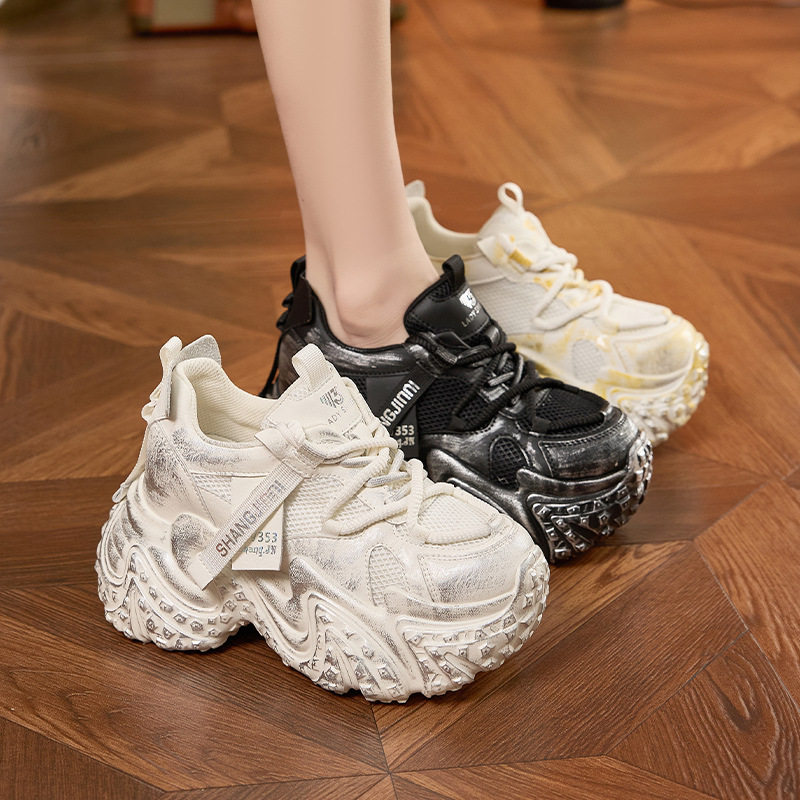 内增高老爹鞋女款2026春季新款擦色脏脏鞋百搭网面运动鞋厚底女鞋,淘宝优惠券,粉丝福利购,淘宝优惠卷