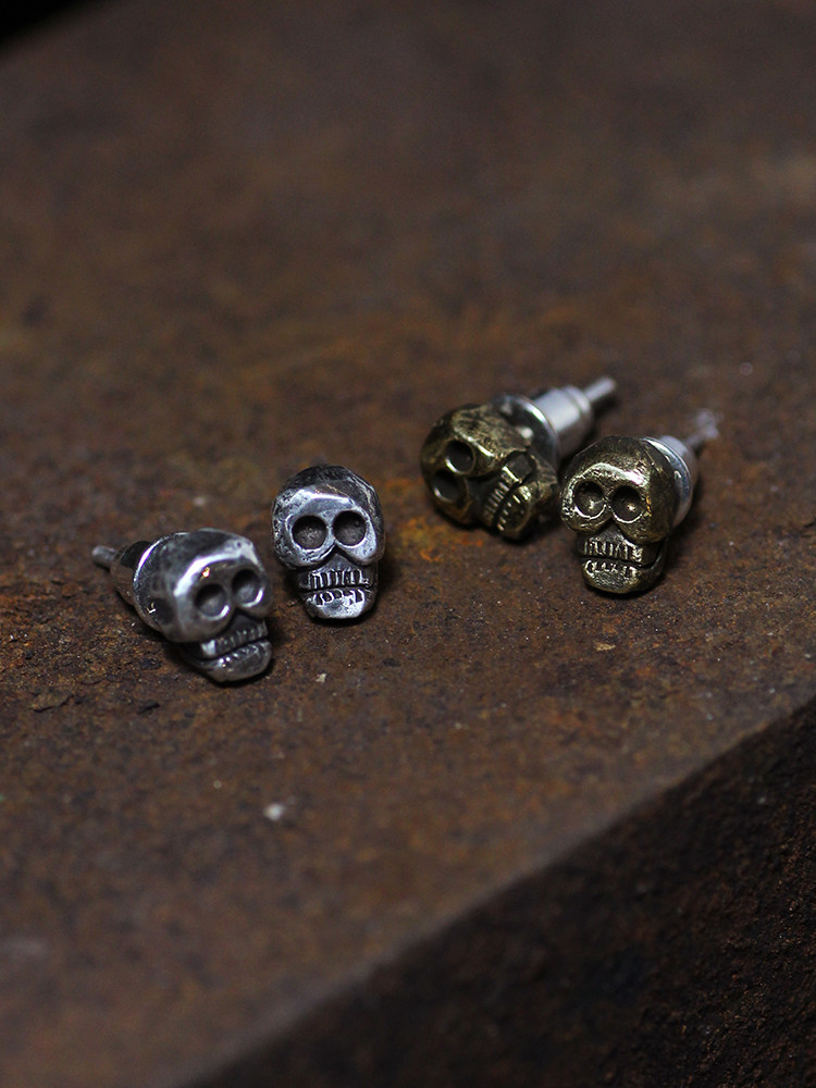 跋折罗VAJRA原创 无常-尸陀林主耳钉 纯银黄铜纯金耳饰个性小骷髅,淘宝优惠券,粉丝福利购,淘宝优惠卷