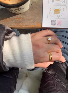 HS |  925银镀金 金色单圈百搭闭口戒指