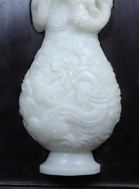 古玩杂项旧藏老黑檀木葫芦瓷板画