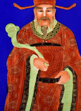 古玩杂项旧藏老瓷板画红木雕花框