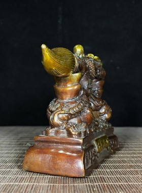 古玩杂项旧藏老铜雕刻文昌笔