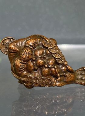 古玩杂项旧藏老紫铜桌面摆件