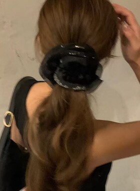 复古黑色毛绒发圈女高级感