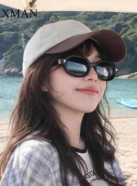 墨镜小方框男女可折叠偏光复古墨镜防紫外线时尚显脸小椭圆太阳镜