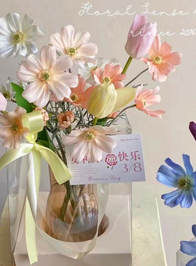 ins波斯菊格桑菊仿真花田园花艺家居摆件装饰绢花假花婚庆花艺
