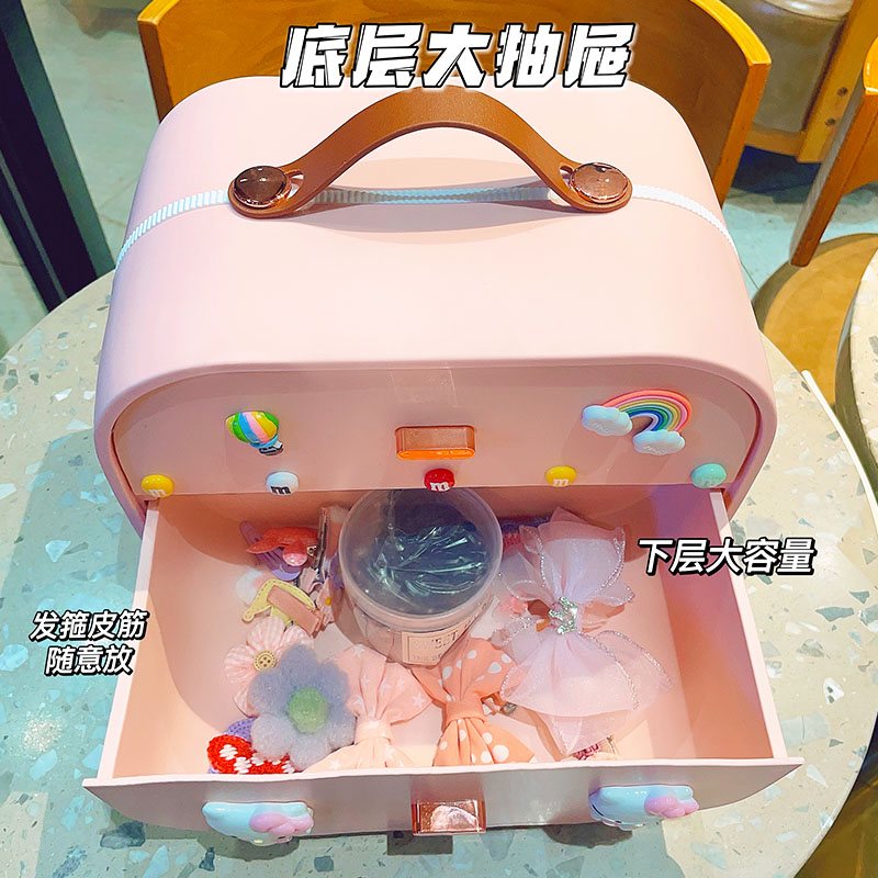 小女孩发饰收纳盒套装儿童宝宝女生头饰礼盒大容量发夹饰品首饰盒