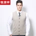 Áo len nam Hengyuanxiang vest vest cashmere cashmere mùa thu và mùa đông mới trung niên dệt kim không tay áo vest nam - Cardigan