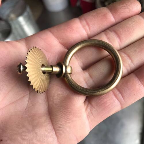 新中式仿古典纯黄铜拉手拉环柜门圆环铜环抽屉家具橱柜门全铜把手 - 图2