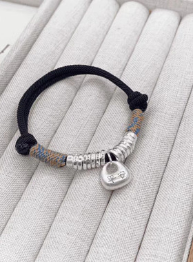 足银999实心小胖福坨坨盘缠手链