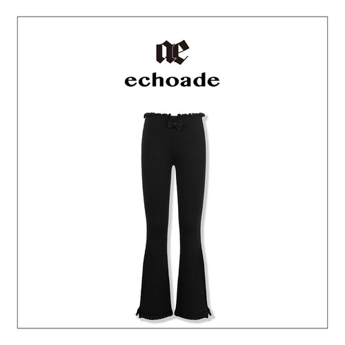 ECHOADE软糯亲肤 时髦高级感 蝴蝶结装饰设计针织喇叭长裤 - 图3