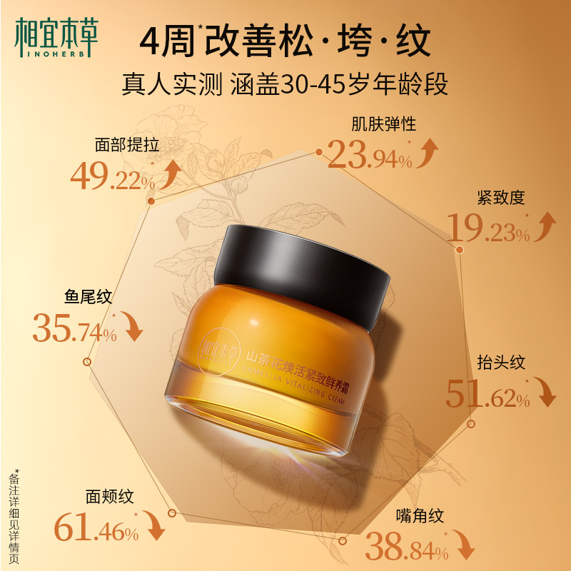 相宜本草山茶花鲜养霜焕活补水保湿乳液面霜滋润紧致弹嫩饱满修护