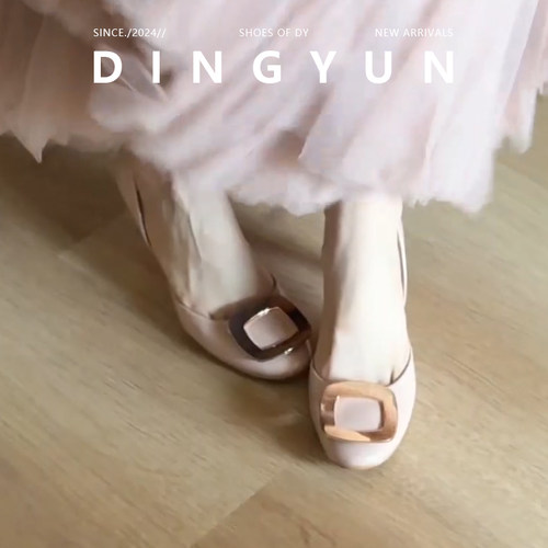 羊皮版dingyun丁允裸色高跟鞋女秋绝美伴娘婚鞋细跟法式圆头单鞋 - 图0