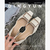 Rv square buckle flat shoes with raised nude color single shoes square toe