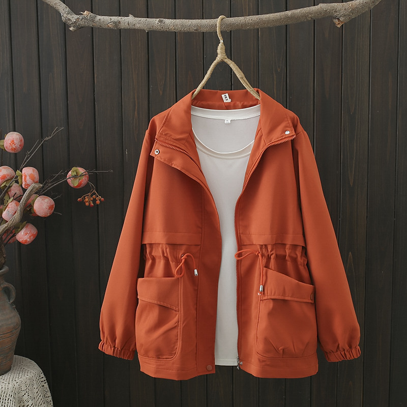 加肥加大女风衣200斤秋装2023新款胖mm抽绳收腰显瘦宽松休闲外套,淘宝优惠券,粉丝福利购,淘宝优惠卷