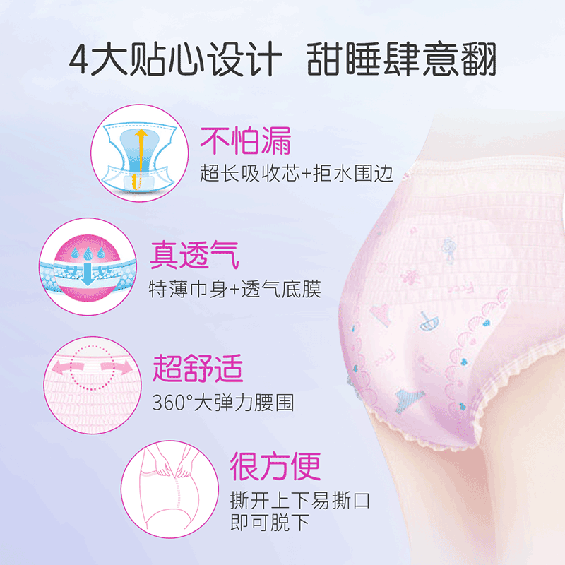 Free纯棉裤型防漏安睡裤女经期夜用卫生巾m-l码裤丫 - 图1