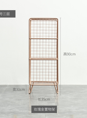 ins风北欧铁艺收纳柜家用房间卧室床头储物置物架装饰品落地摆i.