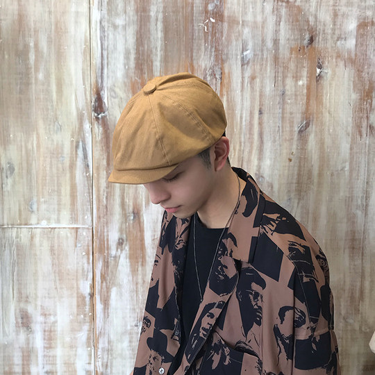 Sogo literary British style pure cotton duck bill octagonal hat