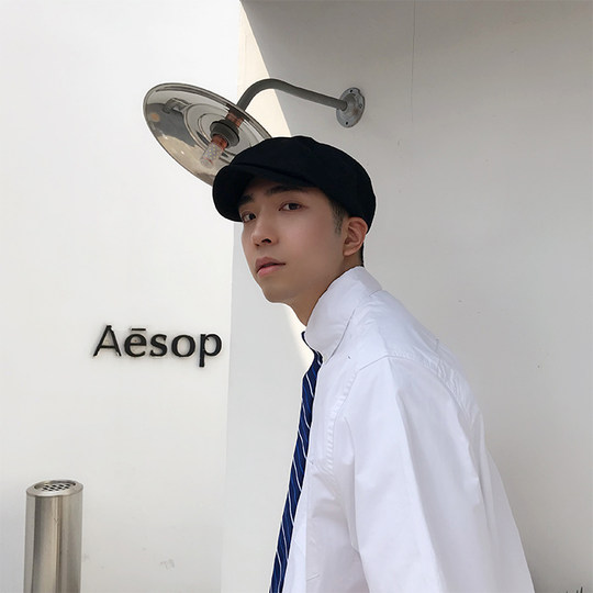 Sogo literary British style pure cotton duck bill octagonal hat