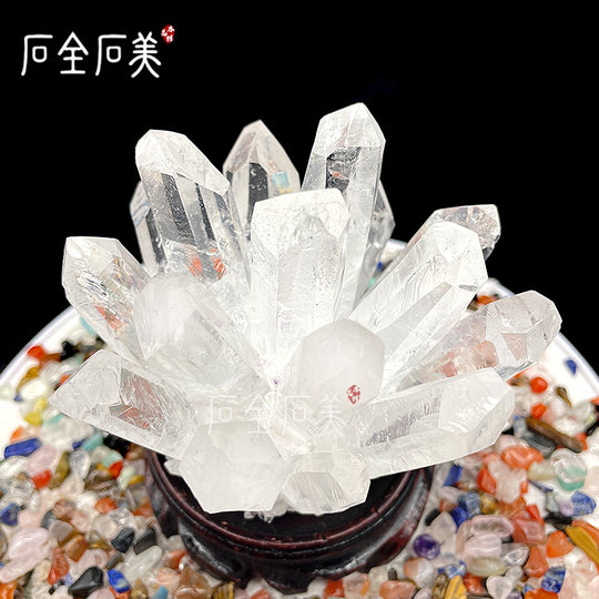 天然白水晶簇原石摆件手链消磁石家居办公室新家装饰送礼摆件