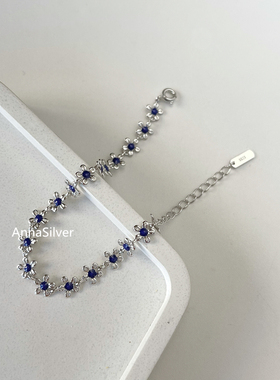 手链通体S925纯银花朵滴釉