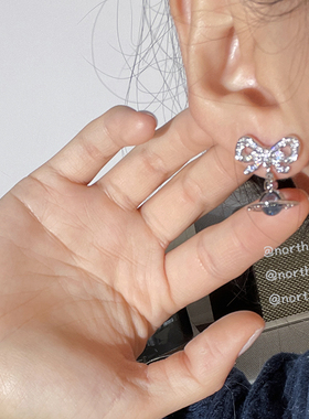 高版本！大热蝴蝶元素orb微镶紫色球土星钛钢项链耳钉耳环