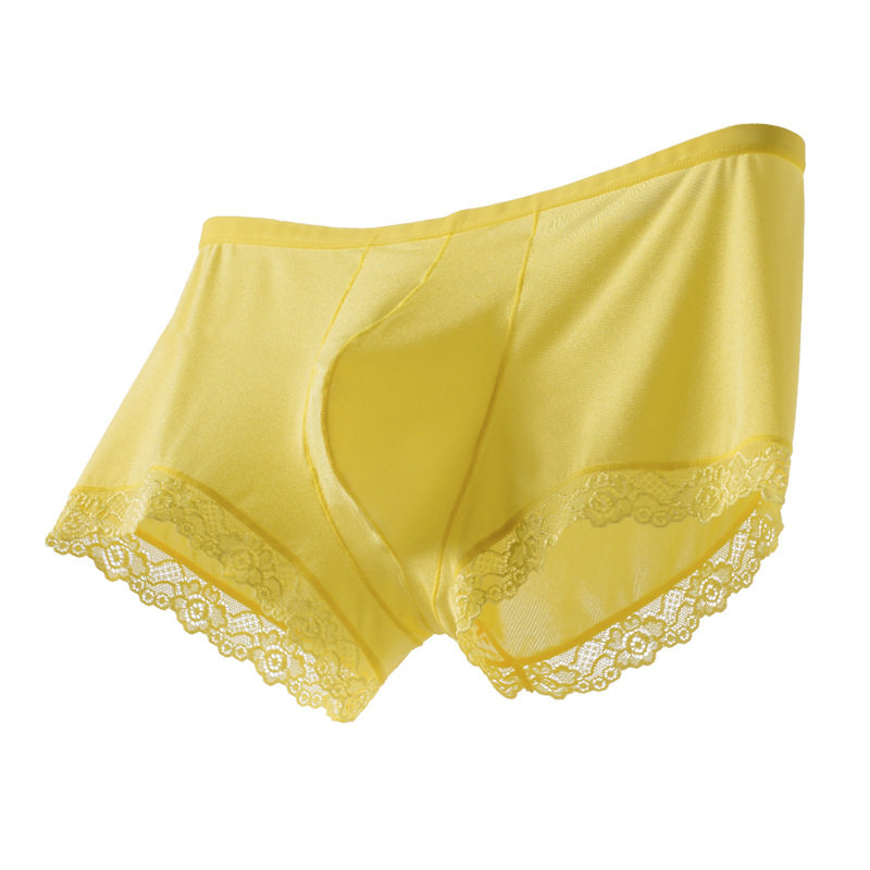 男士蕾丝花边内裤男新款冰丝透气低腰时尚平角夏个性四角裤衩粉色,淘宝优惠券,粉丝福利购,淘宝优惠卷