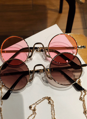 小圆框国潮风眼镜红色复古儿童