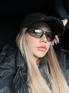 夏季户外运动墨镜女透灰色Y2K