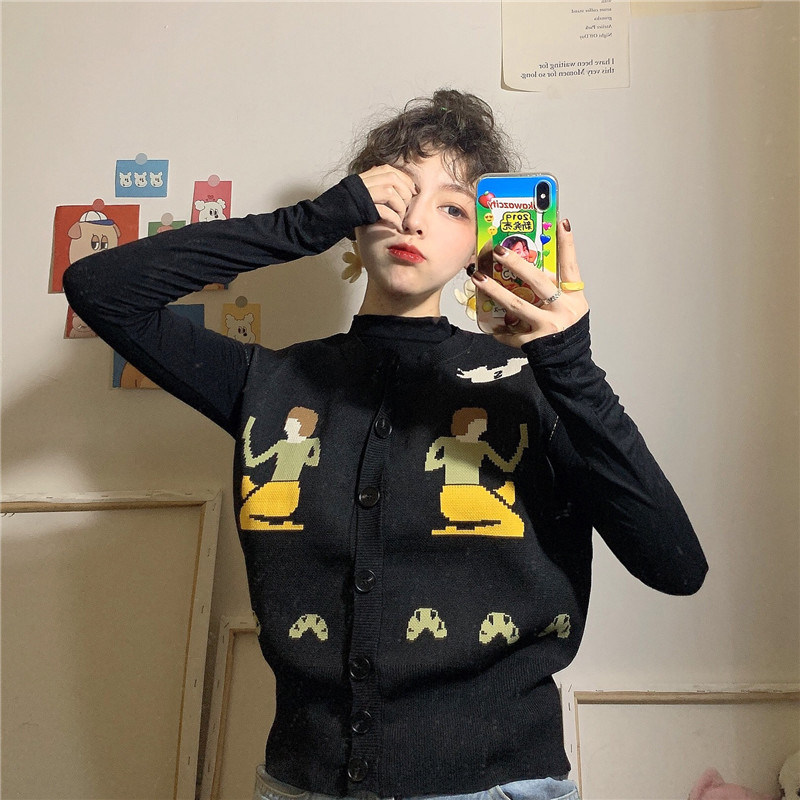 古着提花针织马甲开衫Vintage jacquard knit waistcoat cardigan