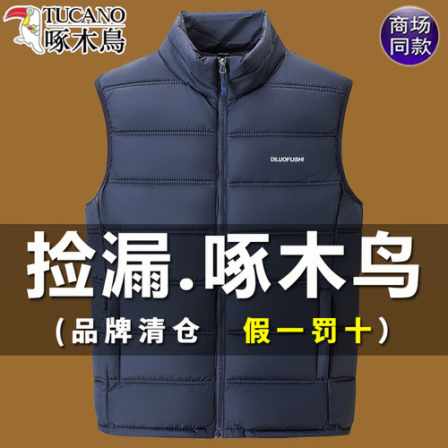 啄木鸟2025新款马甲男秋冬季坎肩无袖厚款保暖背心羽绒棉服男外套 - 图0