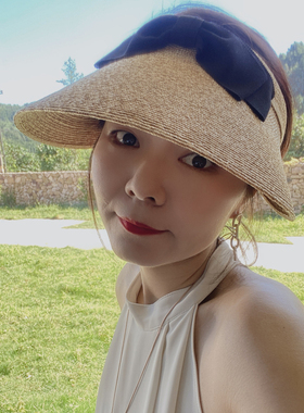 日本UV防晒草帽女空顶帽春夏出游