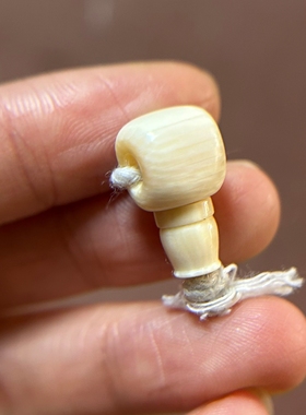 10mm藏式老型猛犸牙三通高白色藏传文玩手串配饰大孔道星月百香籽