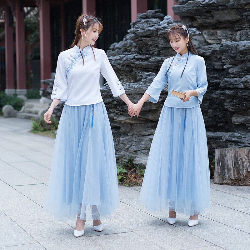 夏季古装中国风古筝演出服小个子成人礼女孩轻礼服18岁初中生汉服