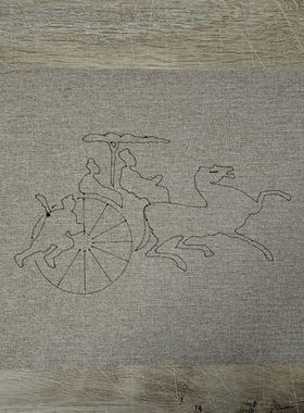 铜钱画车马图系列图案
