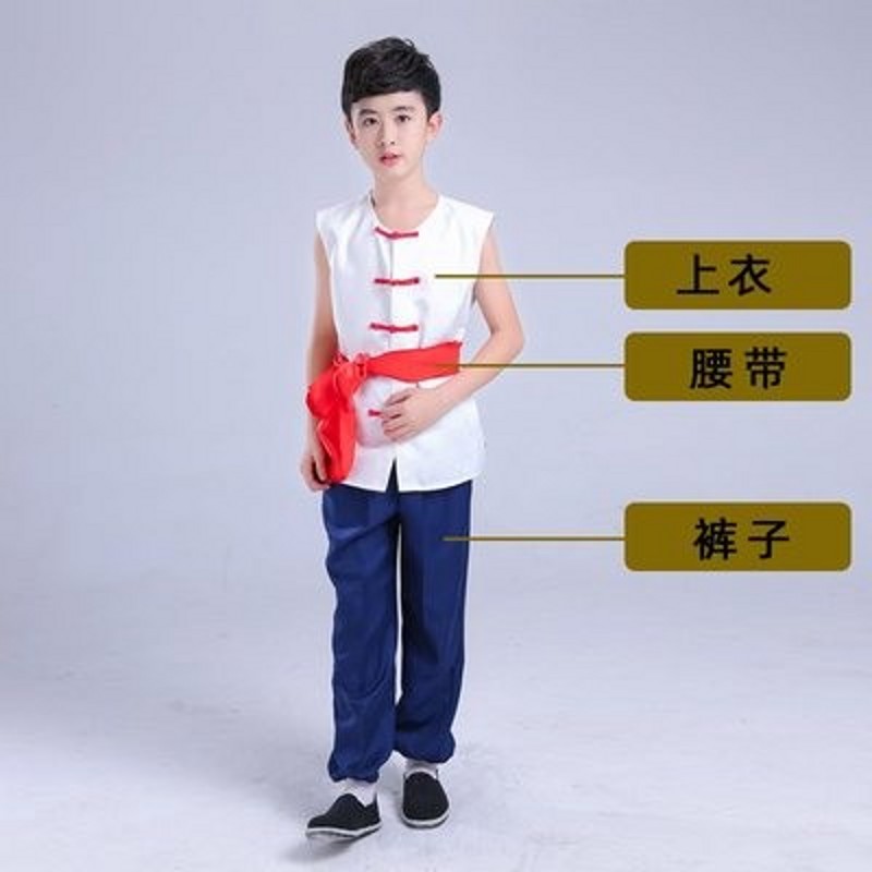 儿童话剧酒店王小二农民工铁道游击队中小学男女生表演出服四件套 - 图1