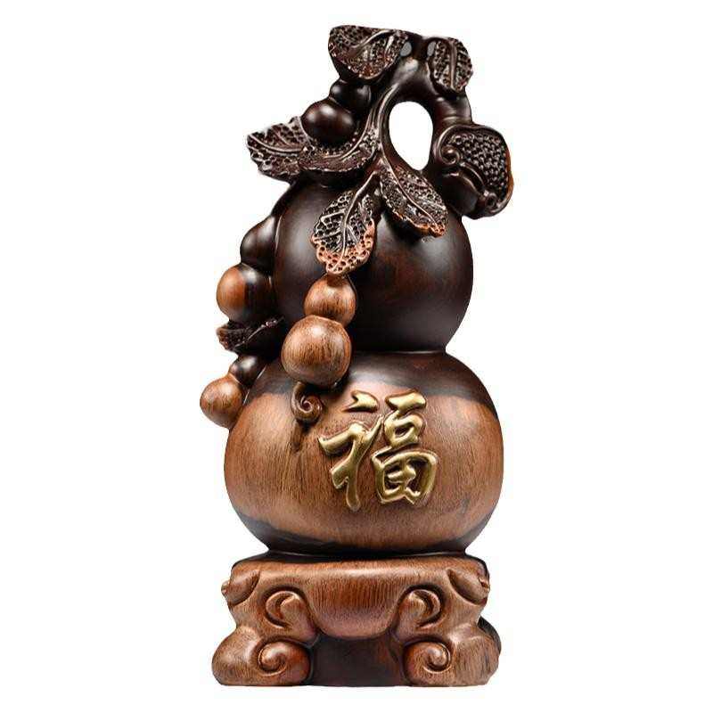 黑檀实木雕刻葫芦中式摆件客厅家居办公室装饰工艺开业送礼工艺品,淘宝优惠券,粉丝福利购,淘宝优惠卷