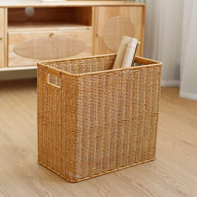 Home Good Point Imitation Rattan Storage Basket Extra Large Living Room TV Cabinet Shelf Storage Woven Basket Narrow Side Gap Basket