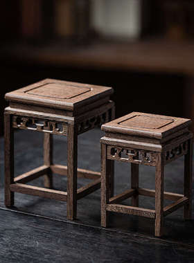 鸡翅木博古架装饰二层三层高低展示架实木架子工艺品佛像摆件底