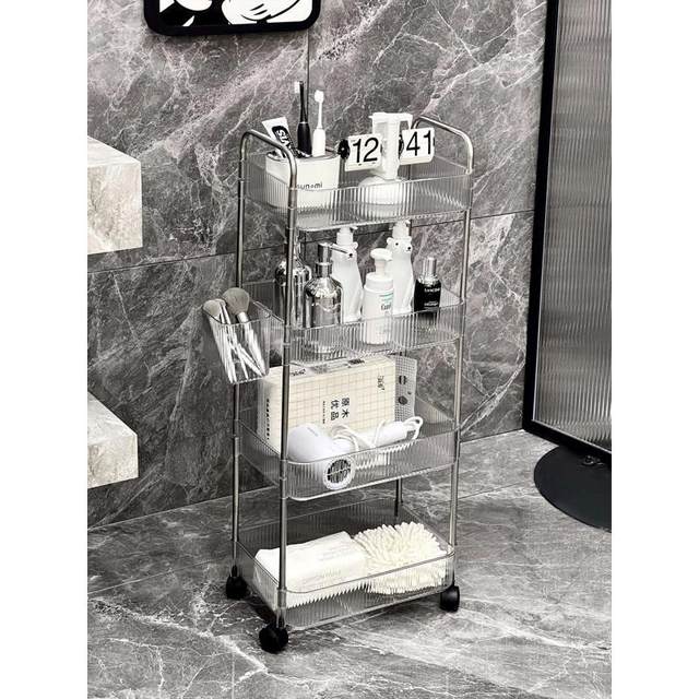 Bathroom acrylic trolley storage rack multi-layer storage rack snack floor movable toilet storage rack