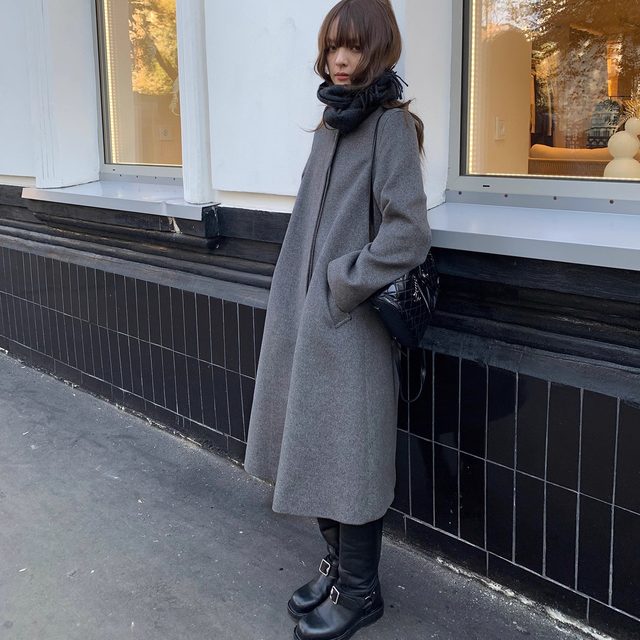 Fruit core universe detachable poncho style double-sided woolen coat