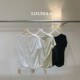 LOUISA summer ເສື້ອ lace ຄໍ V ຄໍ ສັ້ນ ເບິ່ງ slim