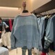 ເສື້ອຍືດສັ້ນ denim ແບບ retro ແບບເອີຣົບແລະເກົາຫຼີແບບກົງກັນຂ້າມສໍາລັບແມ່ຍິງ